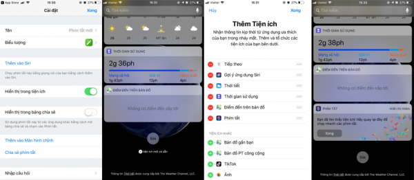 Tiến hành thêm tiện ích "Shortcuts".