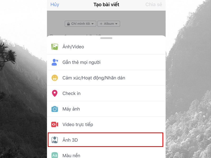 Bấm lựa chọn 3D Photo.