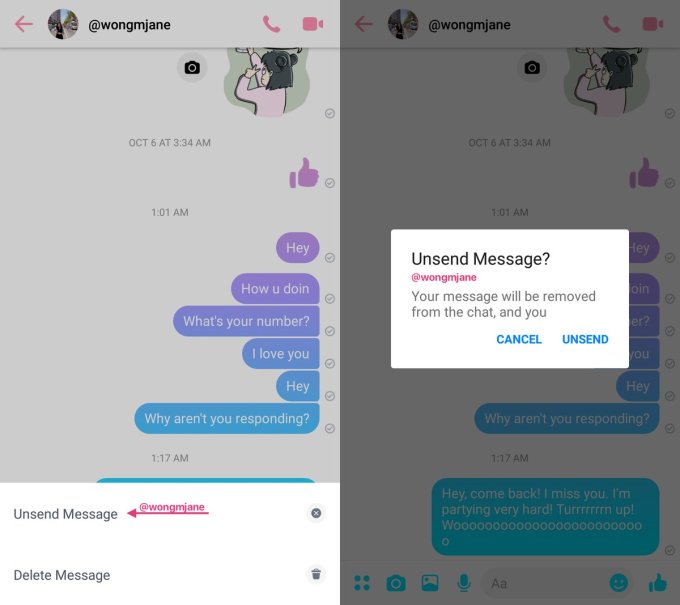 Facebook xác nhận tính năng thu hồi tin nhắn sẽ sớm có mặt trên Messenger