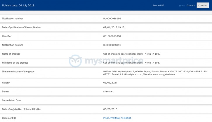 Sforum - Trang thông tin công nghệ mới nhất Nokia-TA-1087-EEC-726x420 Nokia 8.1 đạt chứng nhận quan trọng tại Đài Loan, sẵn sàng chờ ngày ra mắt Sforum - Trang thông tin công nghệ mới nhất Nokia-TA-1087-EEC-726x420 Nokia 8.1 đạt chứng nhận quan trọng tại Đài Loan, sẵn sàng chờ ngày ra mắt
