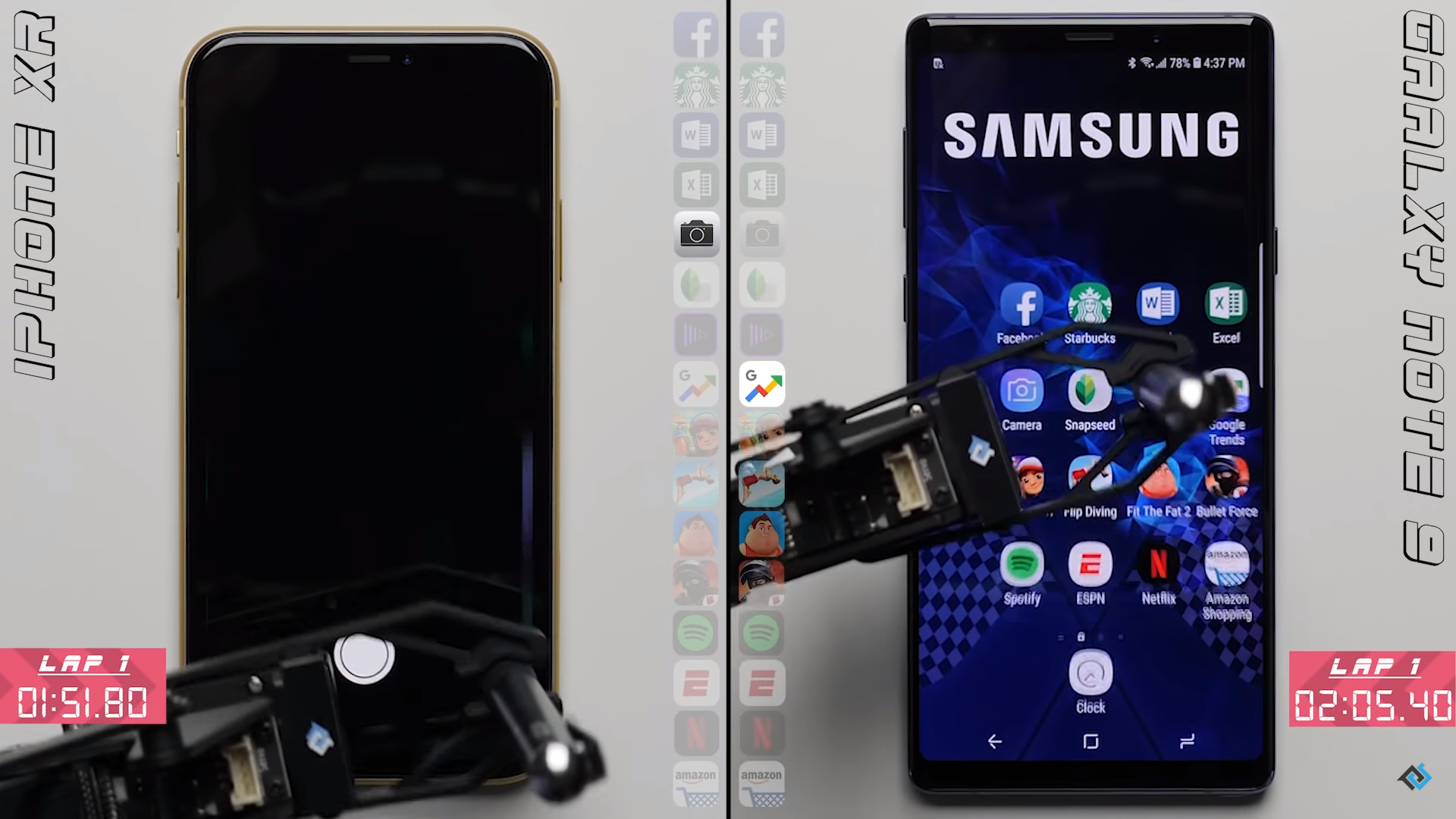 So sánh tốc độ giữa iPhone Xr và Galaxy Note9: iPhone 