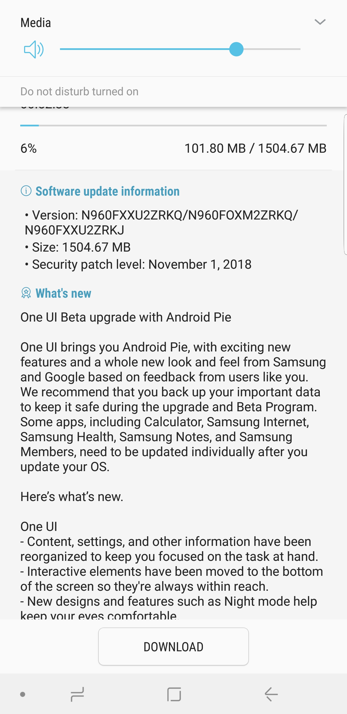 Galaxy Note 9 bắt đầu nhận được bản cập nhật Android 9 Pie beta với giao diện One UI