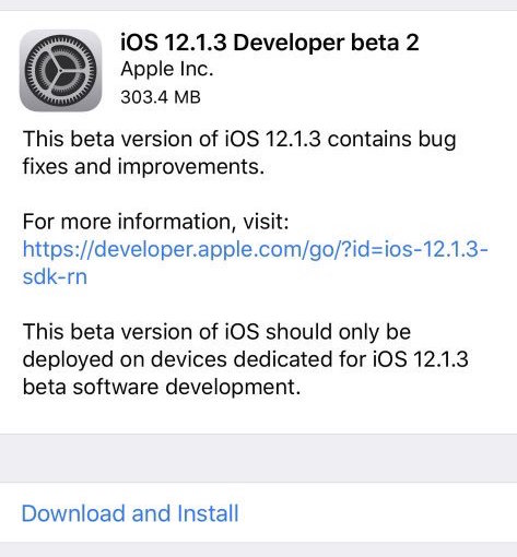 Sforum - Trang thông tin công nghệ mới nhất ios-12-1-3-beta-2 Apple phát hành iOS 12.1.3 Beta 2: Sửa lỗi và cải thiện hiệu năng Sforum - Trang thông tin công nghệ mới nhất ios-12-1-3-beta-2 Apple phát hành iOS 12.1.3 Beta 2: Sửa lỗi và cải thiện hiệu năng