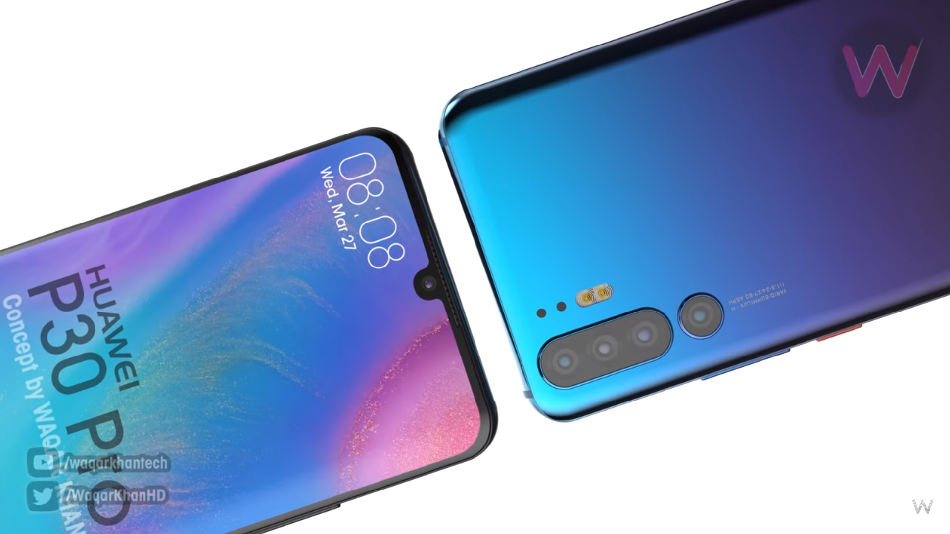 Cùng ngắm bộ ảnh render của Huawei P30 Pro với màn hình giọt nước và cụm 4 camera sau 