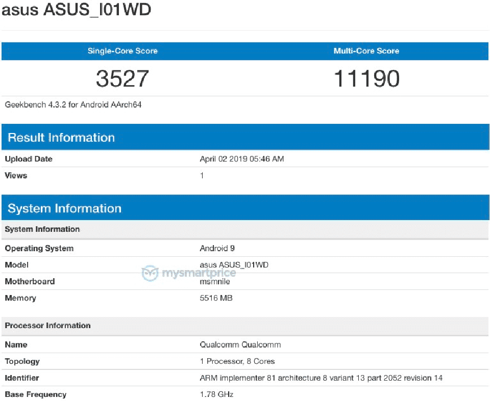 Sforum - Trang thông tin công nghệ mới nhất ZenFone-6-Geekbench-1 ASUS Zenfone 6 lộ điểm benchmark ấn tượng trên Geekbench với chip Snapdragon 855, RAM 6GB Sforum - Trang thông tin công nghệ mới nhất ZenFone-6-Geekbench-1 ASUS Zenfone 6 lộ điểm benchmark ấn tượng trên Geekbench với chip Snapdragon 855, RAM 6GB