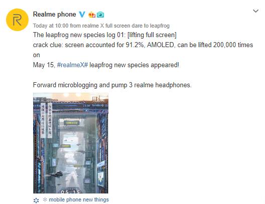 Sforum - Trang thông tin công nghệ mới nhất Realme-X-Display-and-Pop-up-Selfie-Camera-Info Realme X sẽ có camera selfie pop-up, màn hình chiếm 91.2% diện tích mặt trước Sforum - Trang thông tin công nghệ mới nhất Realme-X-Display-and-Pop-up-Selfie-Camera-Info Realme X sẽ có camera selfie pop-up, màn hình chiếm 91.2% diện tích mặt trước