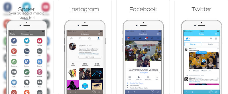 Ứng dụng iOS đang được miễn phí - Spher - All Social Media Apps In One App Free.