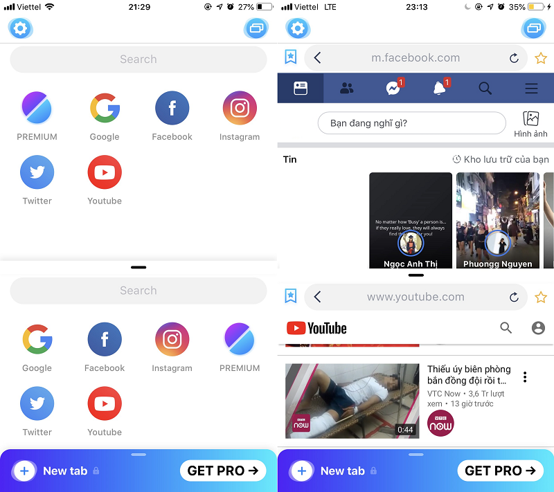 Bạn hãy truy cập vào các trang web như thông thường, sau đó màn hình iPhone sẽ được chia thành 2 nửa.
