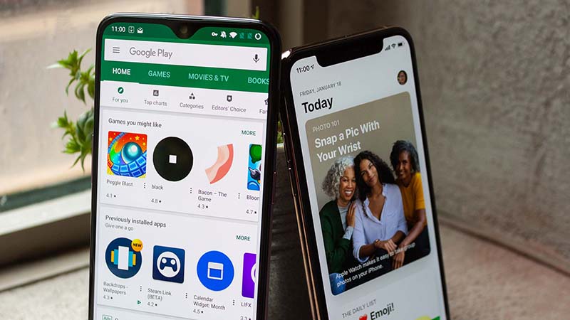 Sforum - Trang thông tin công nghệ mới nhất App-Store-va-Play-Store-cover Người dùng iOS có xu hướng chi nhiều tiền để mua ứng dụng và game hơn so  với Android 