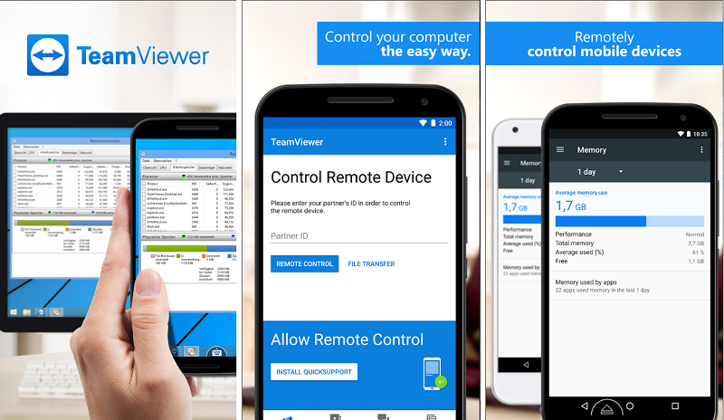 Ứng dụng TeamViewer for Remote Control.