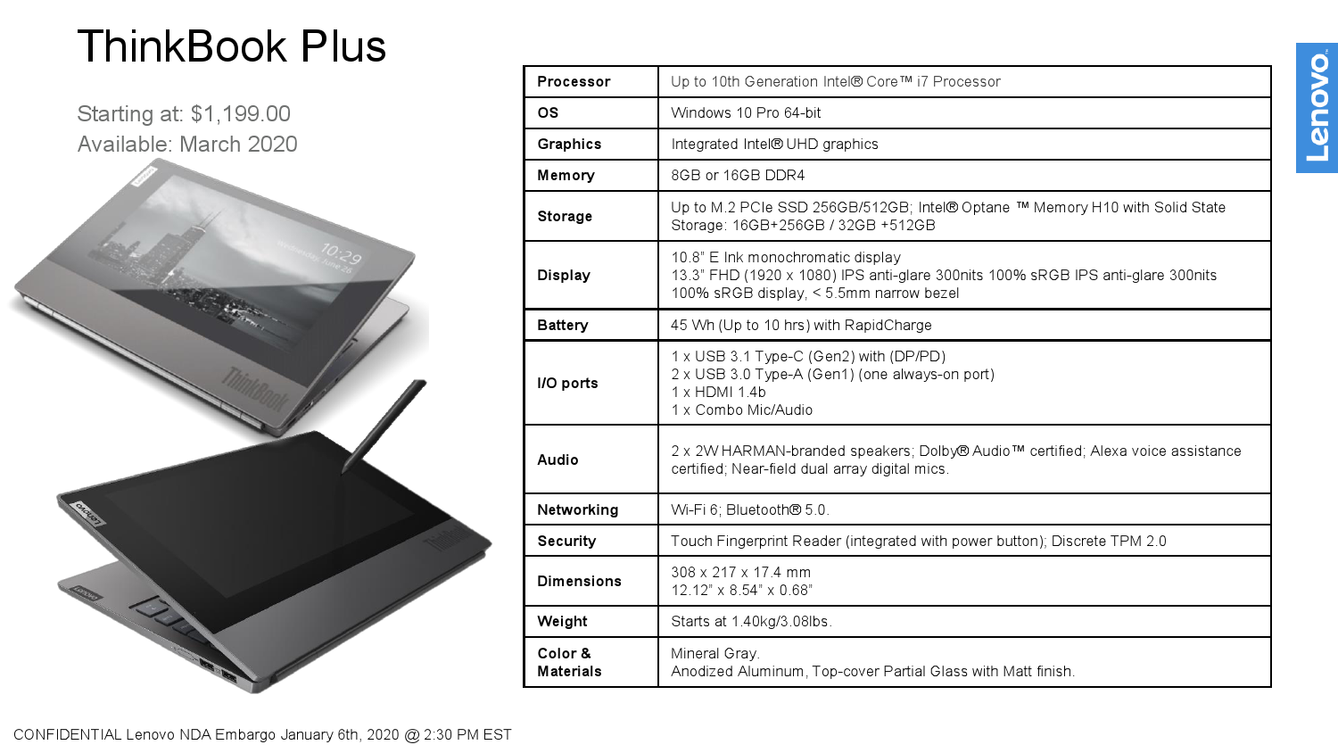 Sforum - Trang thông tin công nghệ mới nhất Lenovo-ThinkBook-Plus-NDA-Product-Info-Embargo-Jan-6th-2_30pm-EST-Draft_000004 [CES 2020] Lenovo ra mắt laptop 2 màn hình ThinkBook Plus 
