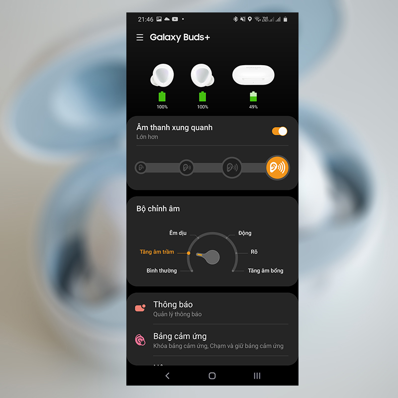 Sforum - Trang thông tin công nghệ mới nhất 7-3 Kích hoạt thêm một mức âm lượng cho chức năng Ambient sound trên tai nghe Samsung Galaxy Buds+ 