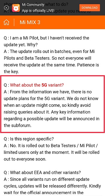 Sforum - Trang thông tin công nghệ mới nhất No-MIUI-12-Update-Plans-Mi-Mix-3-5G Xiaomi bỏ rơi Mi MIX 3 5G, sẽ không có cập nhật MIUI 12 