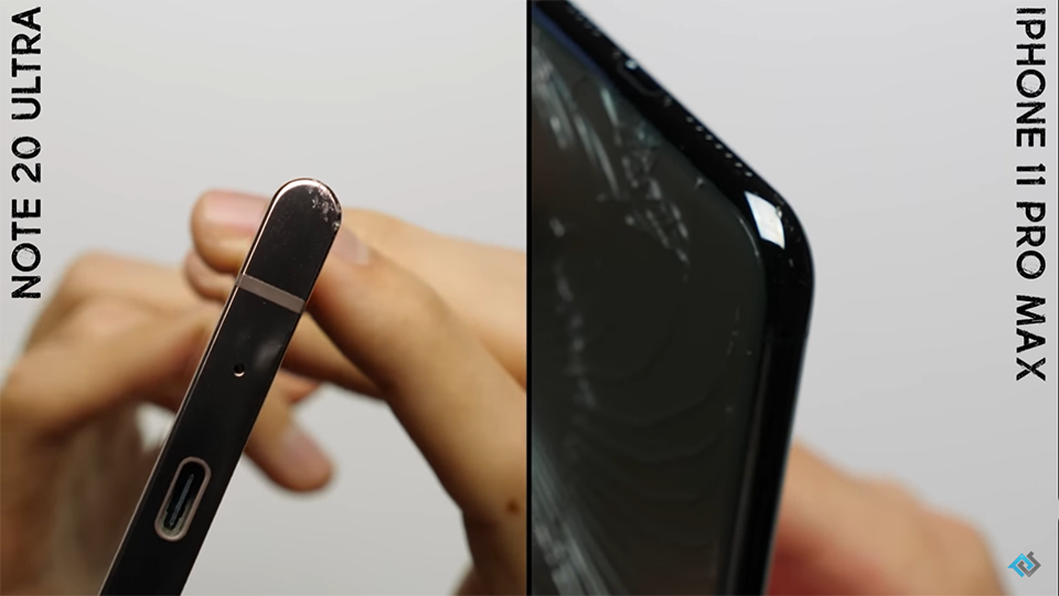 Sforum - Trang thông tin công nghệ mới nhất drop-test-Note-20-ultra-va-iPhone-11-pro-max-3 Galaxy Note 20 Ultra với kính Gorilla Glass Victus "đánh bại" iPhone 11 Pro Max trong thử nghiệm thả rơi 
