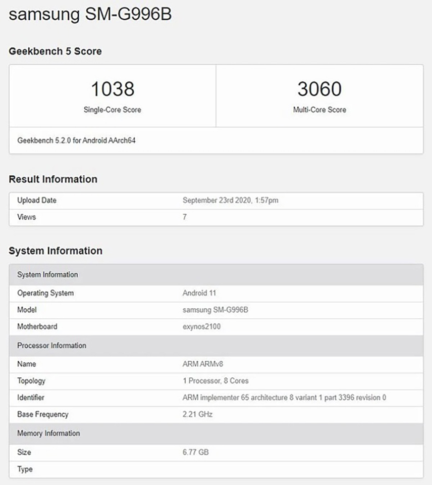Sforum - Trang thông tin công nghệ mới nhất galaxy-s21-geekbench-1 Galaxy S21 với chip Exynos 1000 5nm lộ điểm benchmark “khủng” trên Geekbench Sforum - Trang thông tin công nghệ mới nhất galaxy-s21-geekbench-1 Galaxy S21 với chip Exynos 1000 5nm lộ điểm benchmark “khủng” trên Geekbench