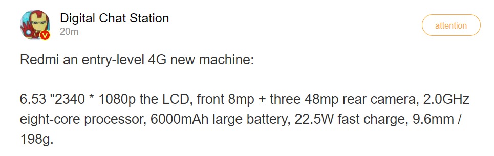 Sforum - Trang thông tin công nghệ mới nhất Redmi-Note-9-4G-specs-leak Rò rỉ thông số cấu hình đầy đủ của Redmi Note 10 4G với chip 8 nhân, pin 6,000 mAh 