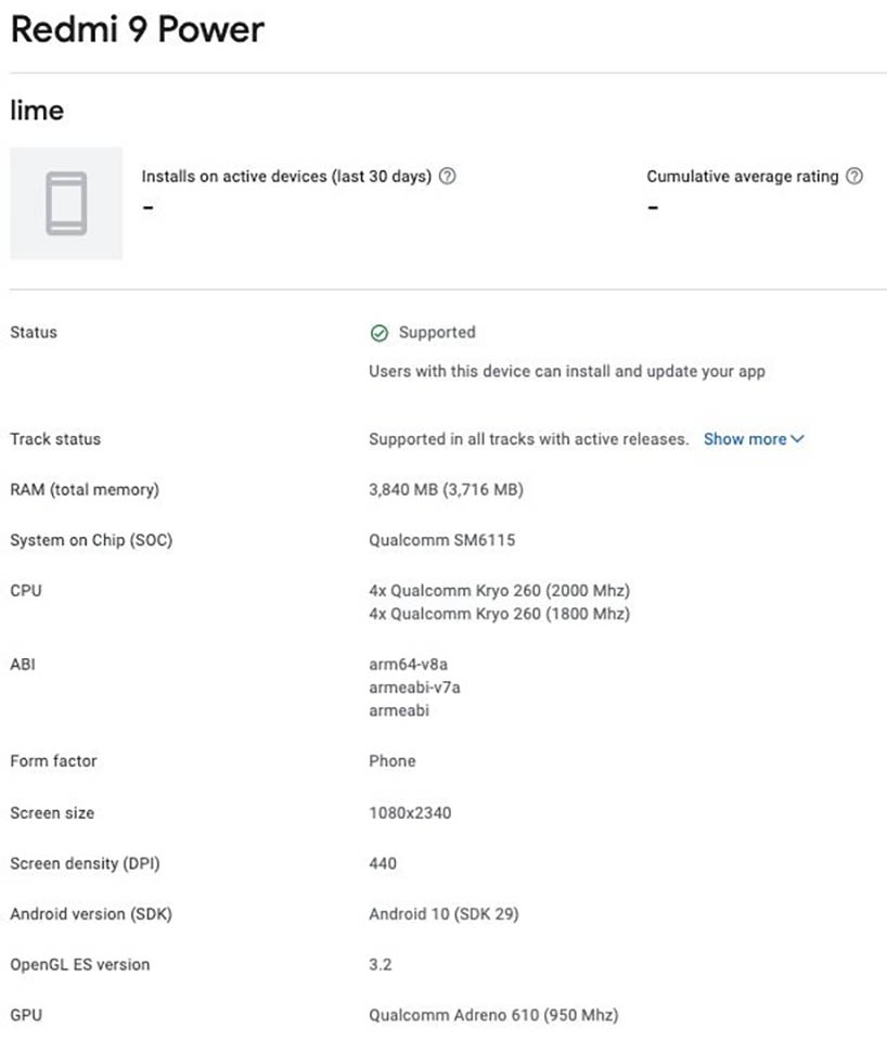 Sforum - Trang thông tin công nghệ mới nhất Redmi-9-Power-Google-Play-Console Xiaomi Mi 10i và Redmi 9 Power rò rỉ thông tin trên danh sách Google Play Console, sẽ sớm ra mắt? 