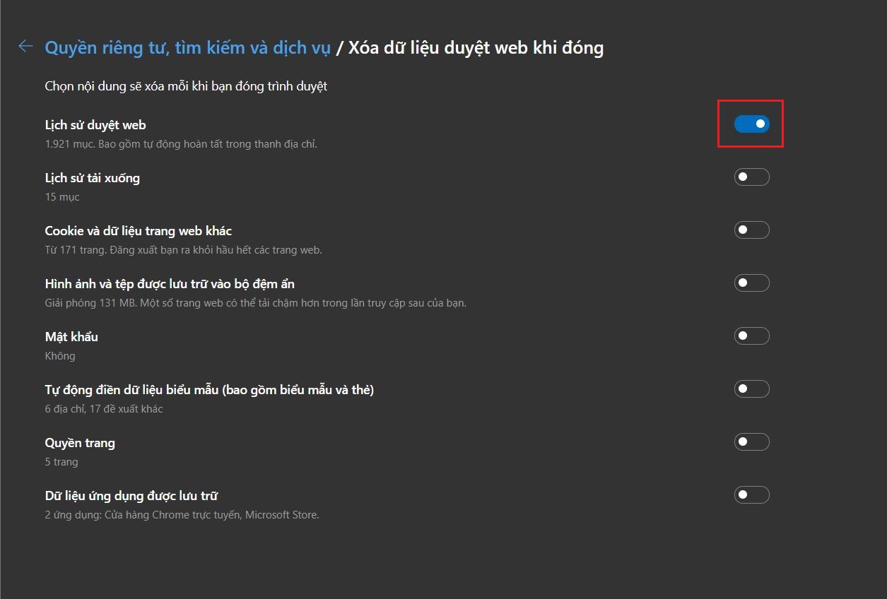 Sforum - Trang thông tin công nghệ mới nhất microsoft-edge-3 Tự động xóa lịch sử duyệt web Microsoft Edge sau khi thoát trình duyệt 