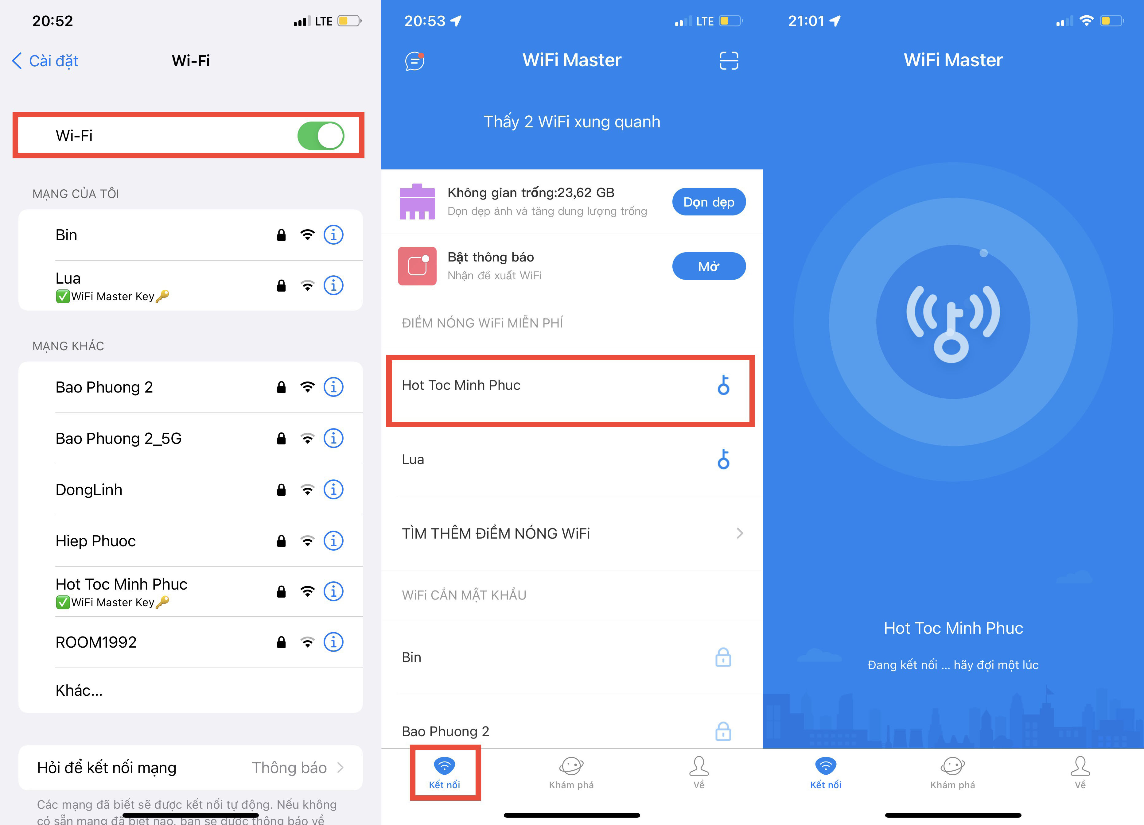 kết nối Wifi free