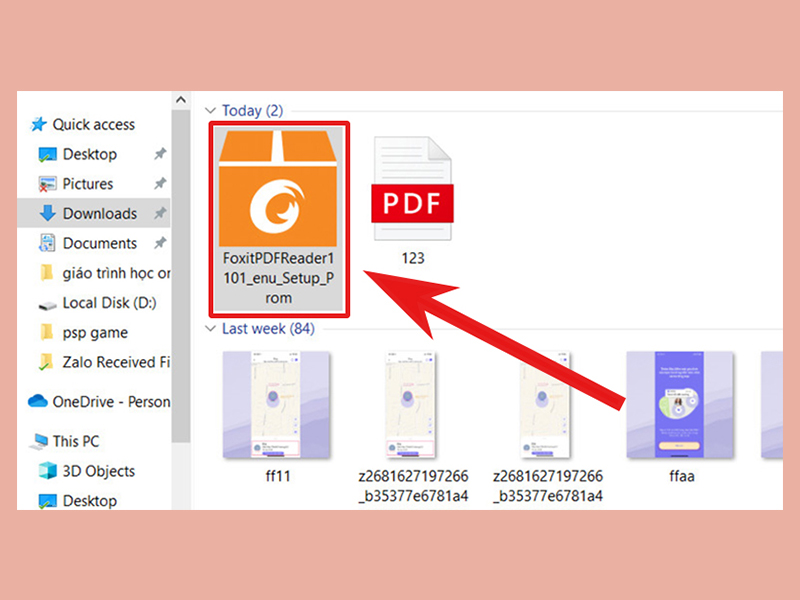 Nhấp chuột vào file Foxit PDF Reader vừa tải về