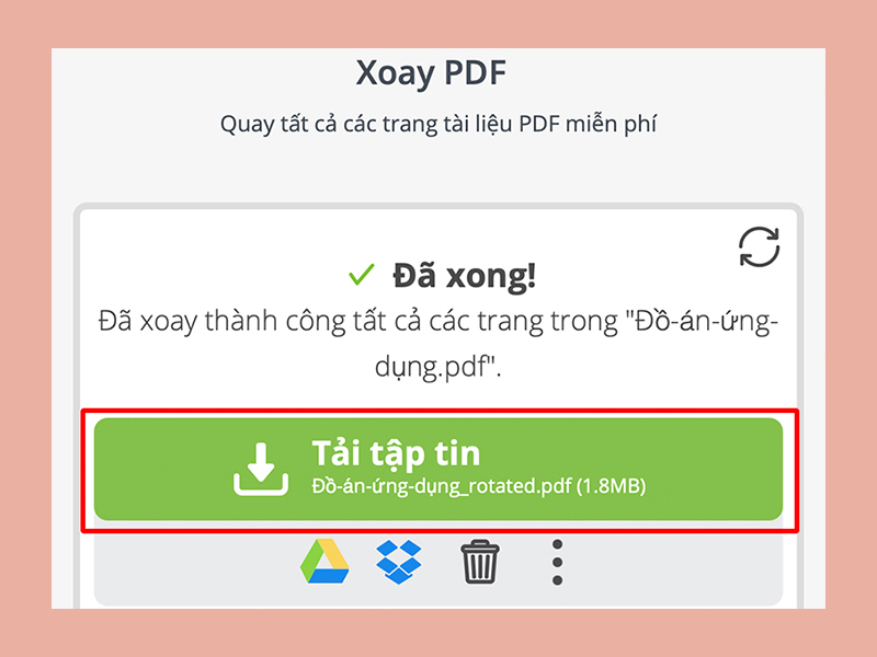 tải file PDF đã xoay về máy tính