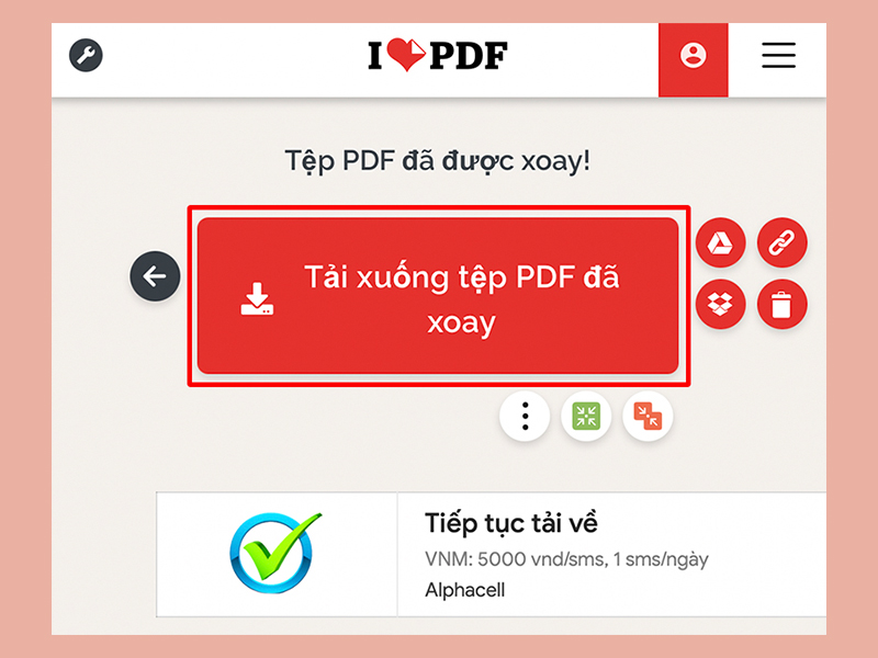 Tải xuống tệp PDF đã xoay