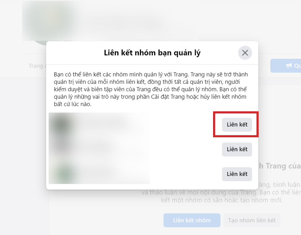liên kết fanpage với nhóm
