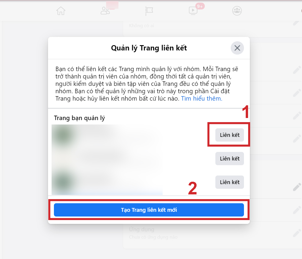 cách liên kết fanpage 