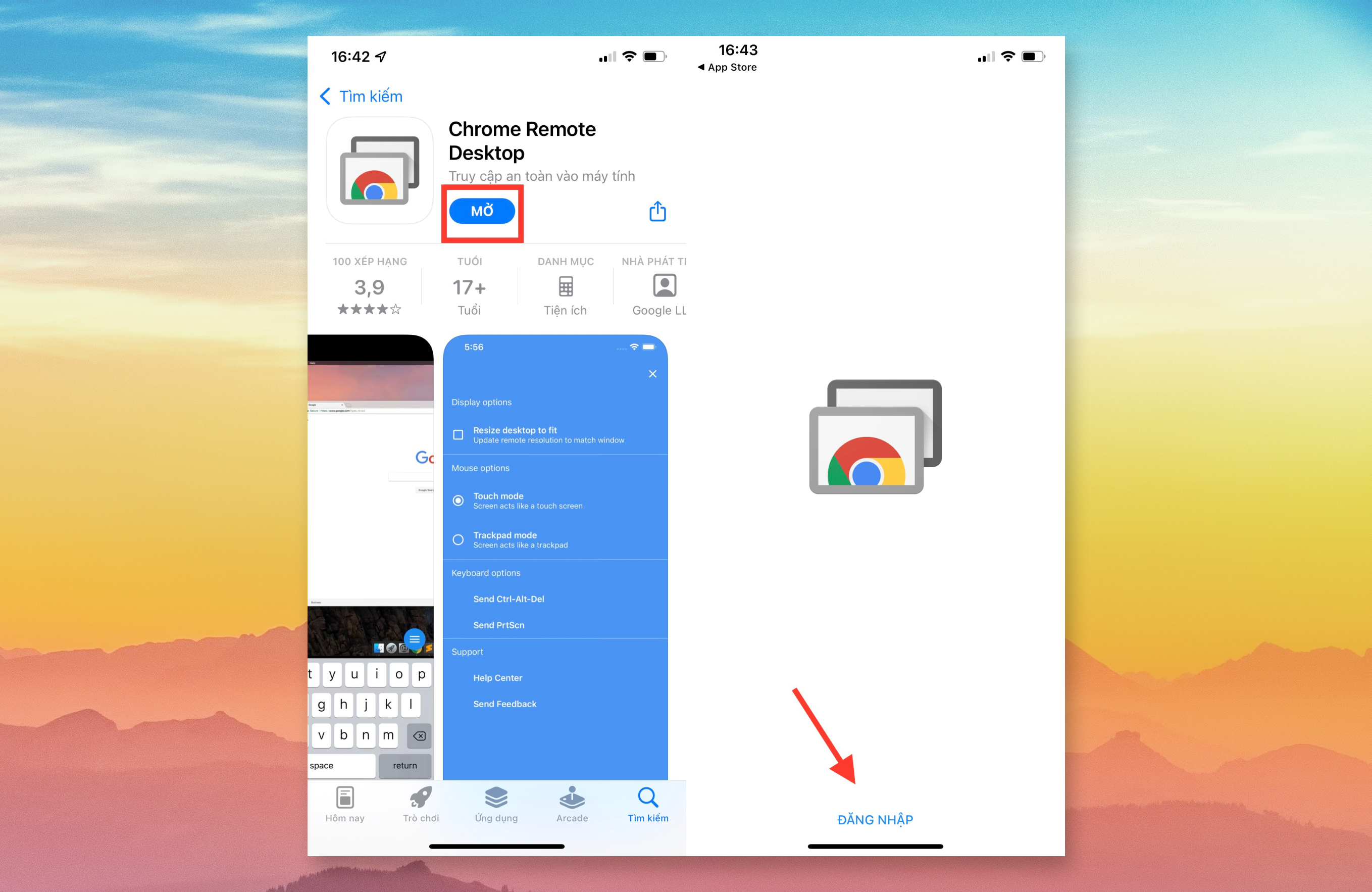 đăng nhập chrome remote desktop