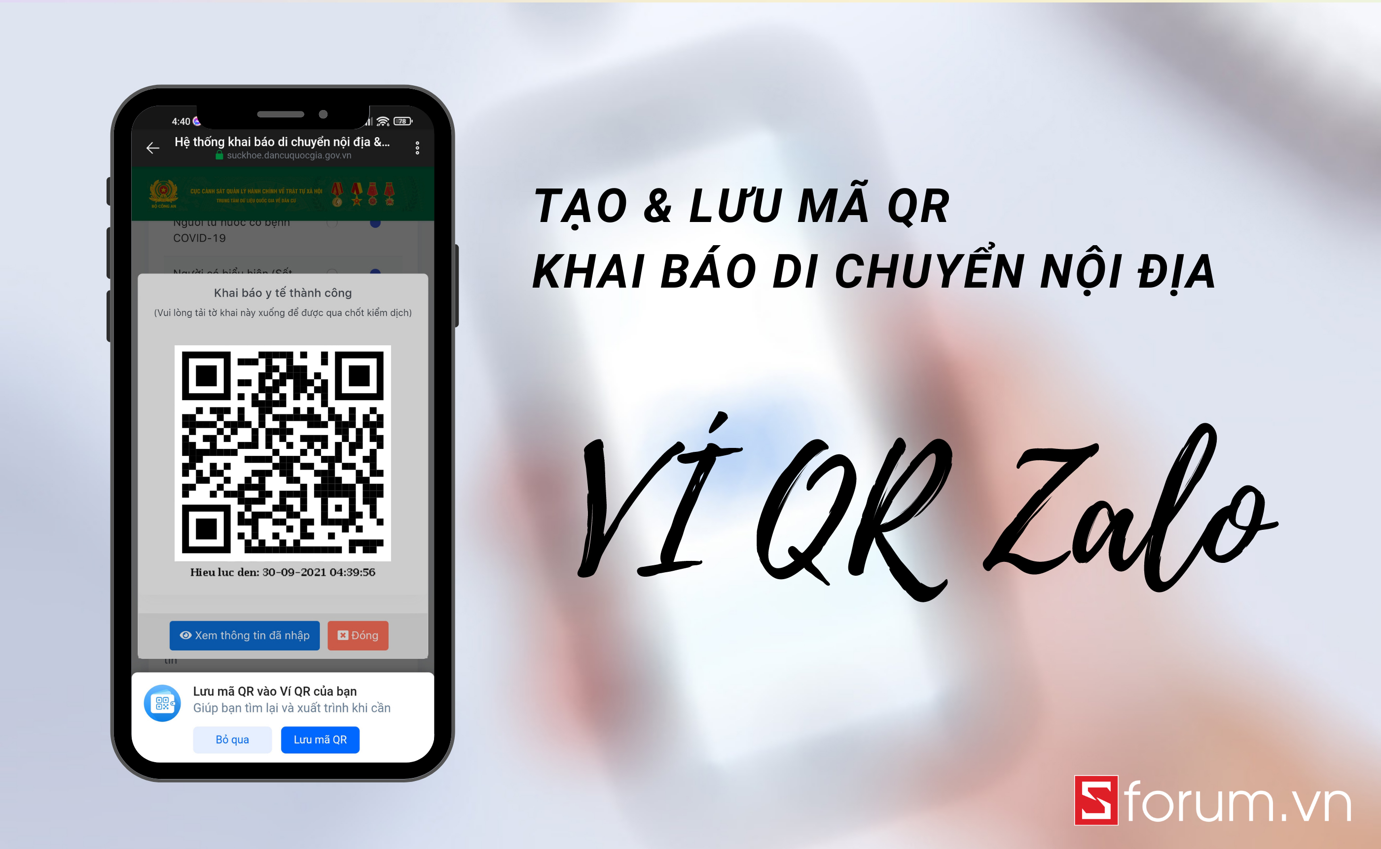Hướng dẫn khai báo di chuyển nội địa qua ví QR Zalo
