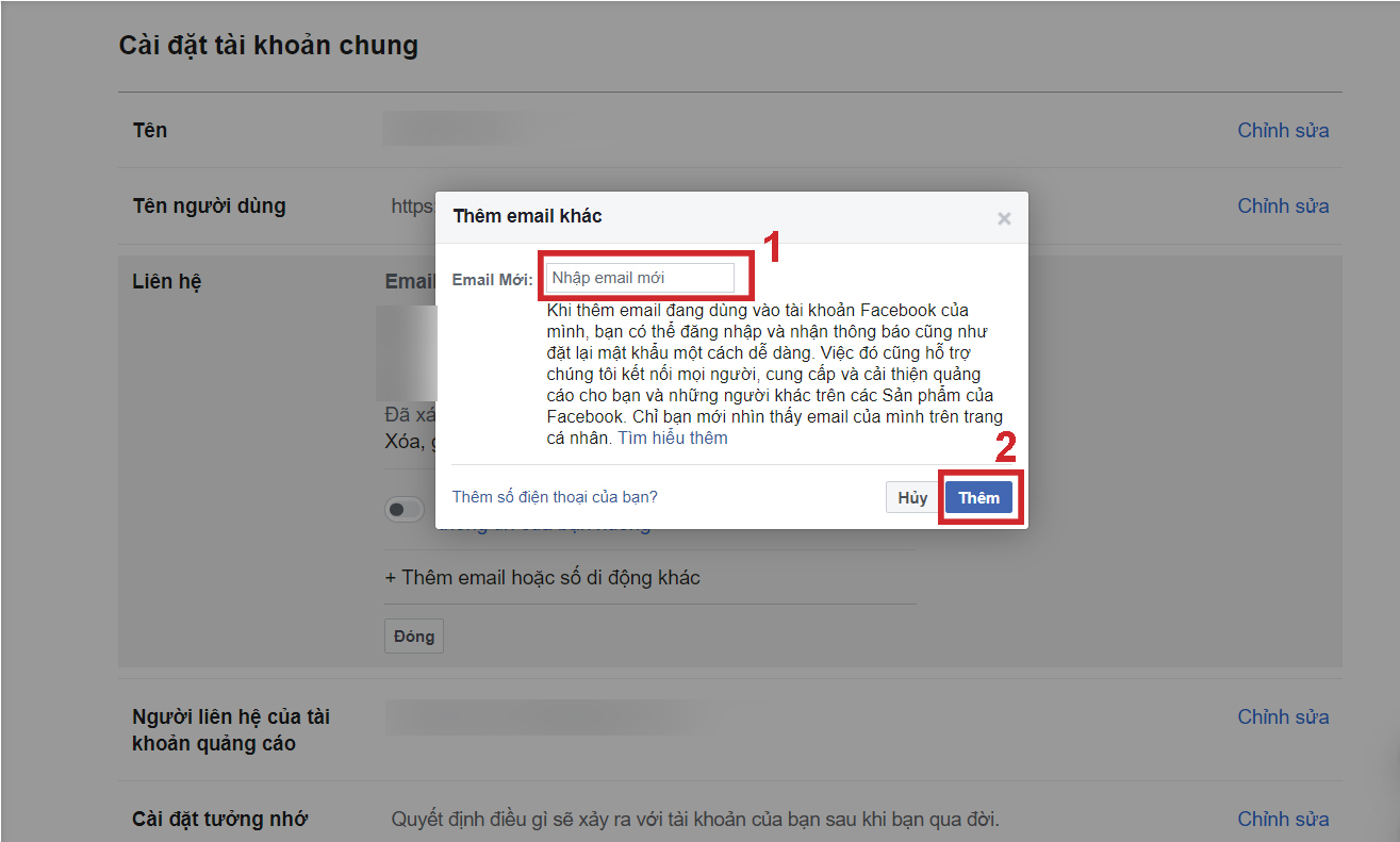 Cách thay đổi email Facebook trên máy tính - bước 5