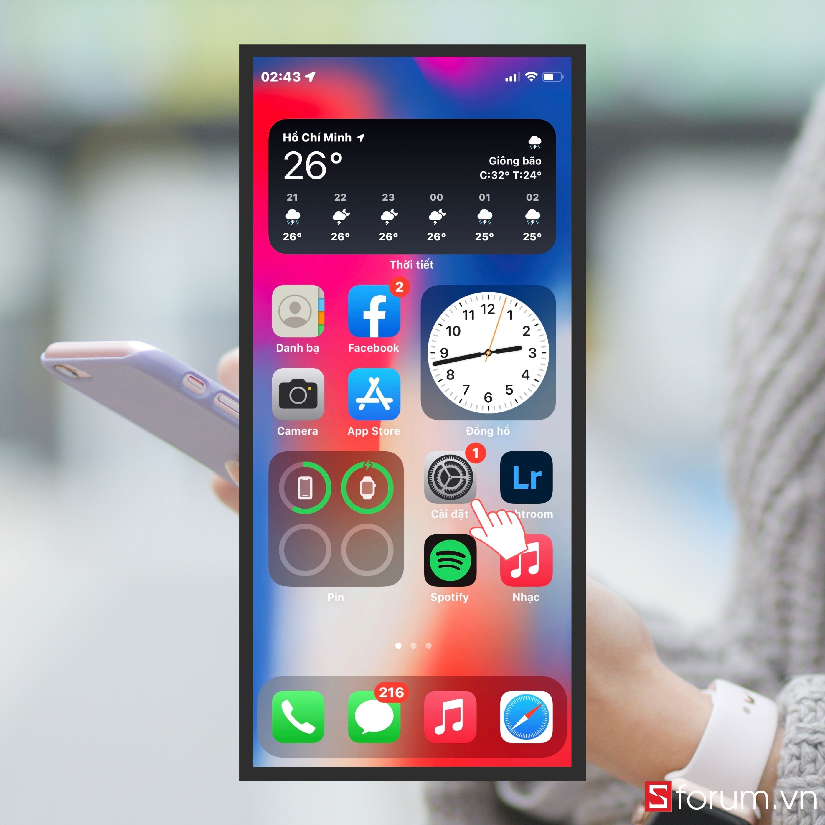 Nhấn vào cài đặt để thiết lập iPhone