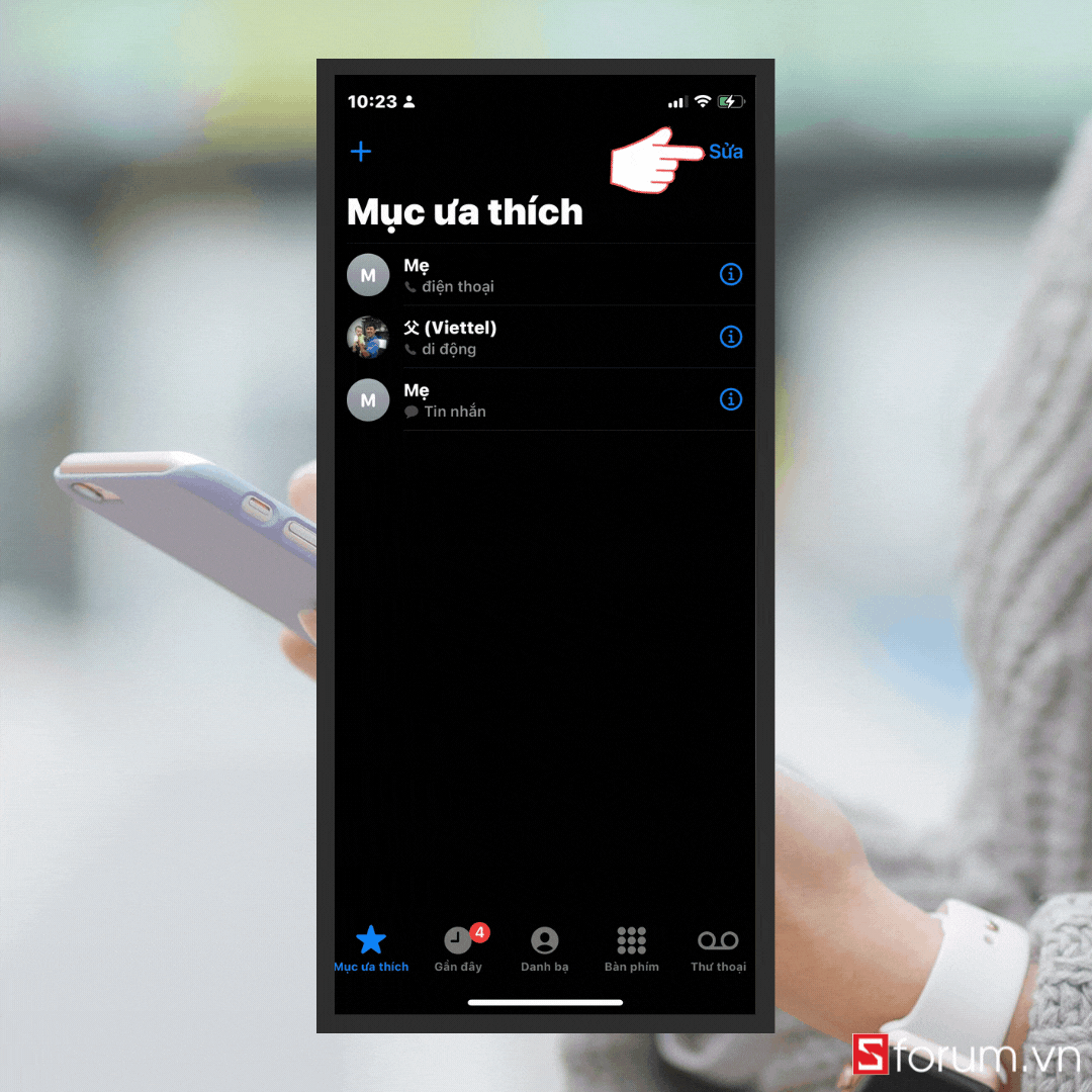 nhấn nút sửa để thiết lập iPhone đơn giản