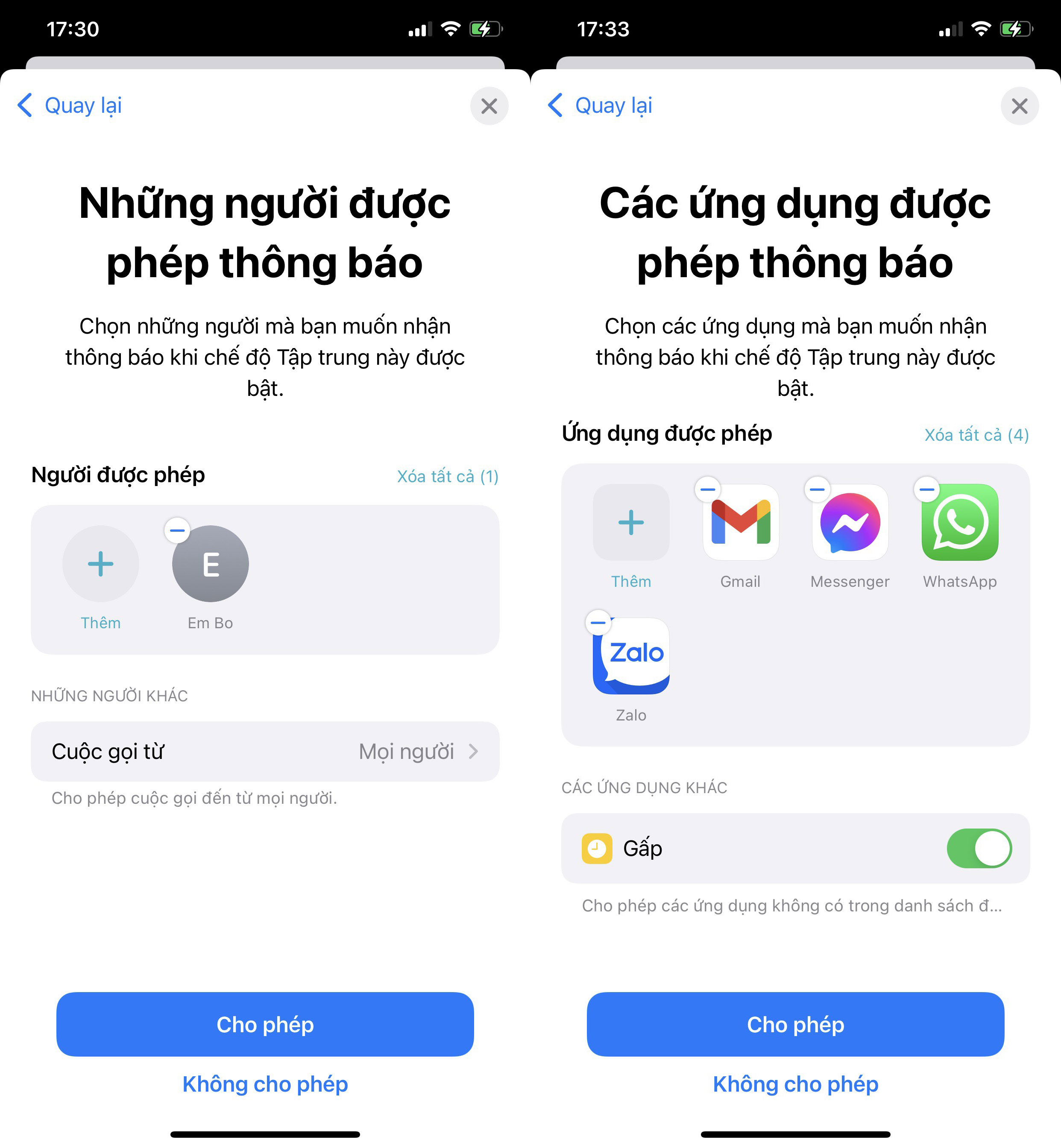 thêm người cho phép thông báo