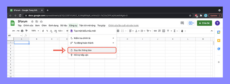 Sforum - Trang thông tin công nghệ mới nhất 2-30 Hướng dẫn bật thông báo khi có thay đổi trên Google Sheet 