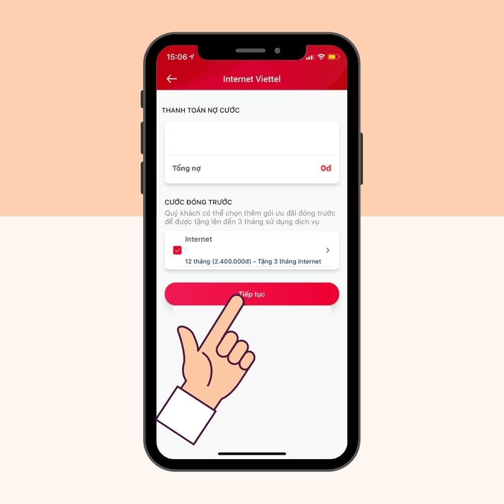 Thanh toán Internet Viettel qua ứng dụng ViettelPay bằng thẻ cào bước 4