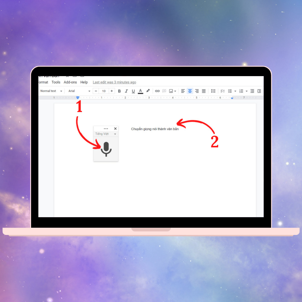 Các bước để nhập văn bản bằng giọng nói trên Google Docs - Bước 2 
