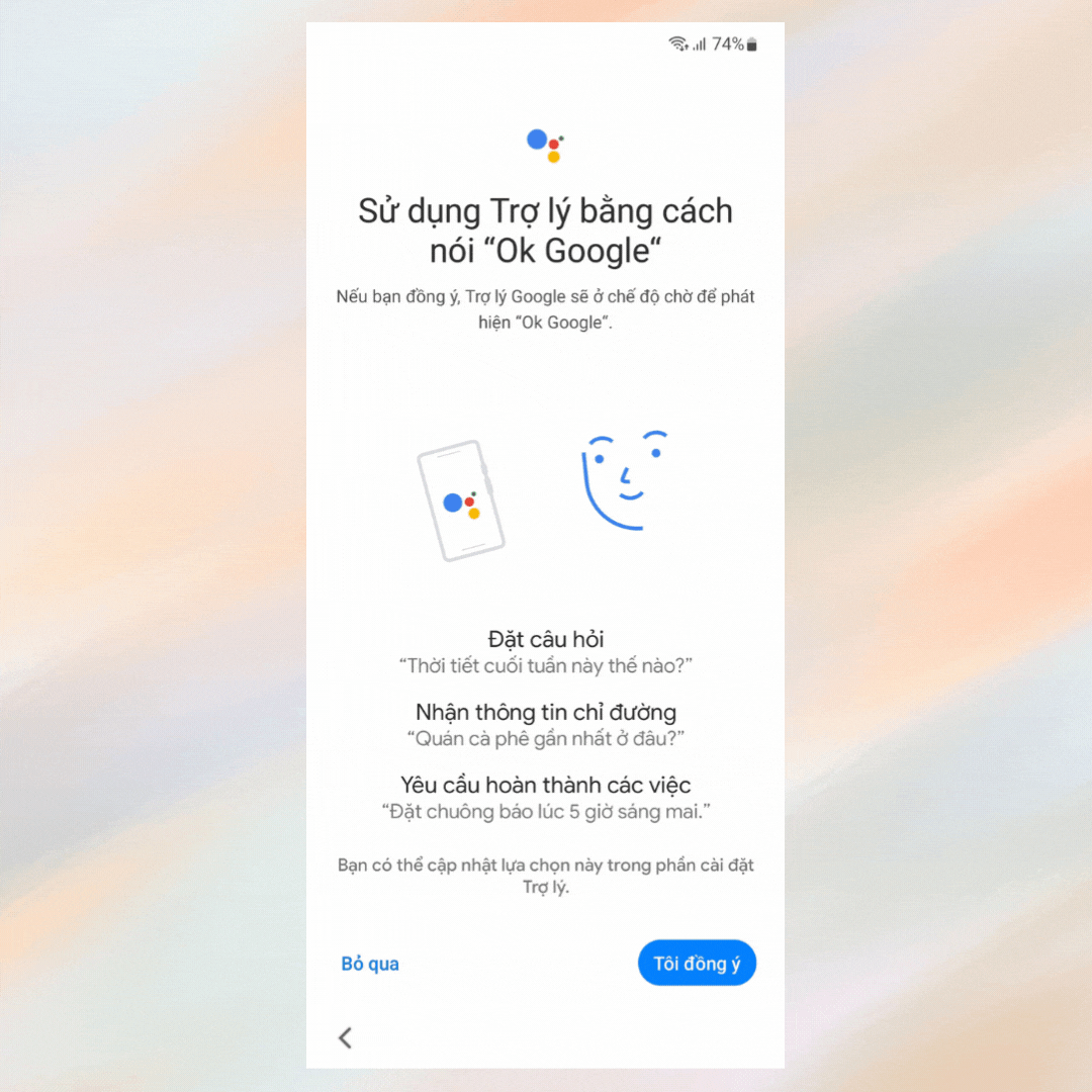 Đồng ý truy cập các chức năng thông minh của điện thoại