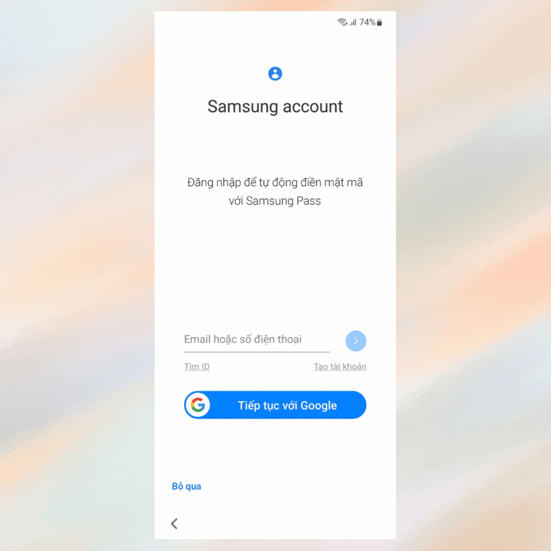 Đăng nhập Samsung account và các dịch vụ Google