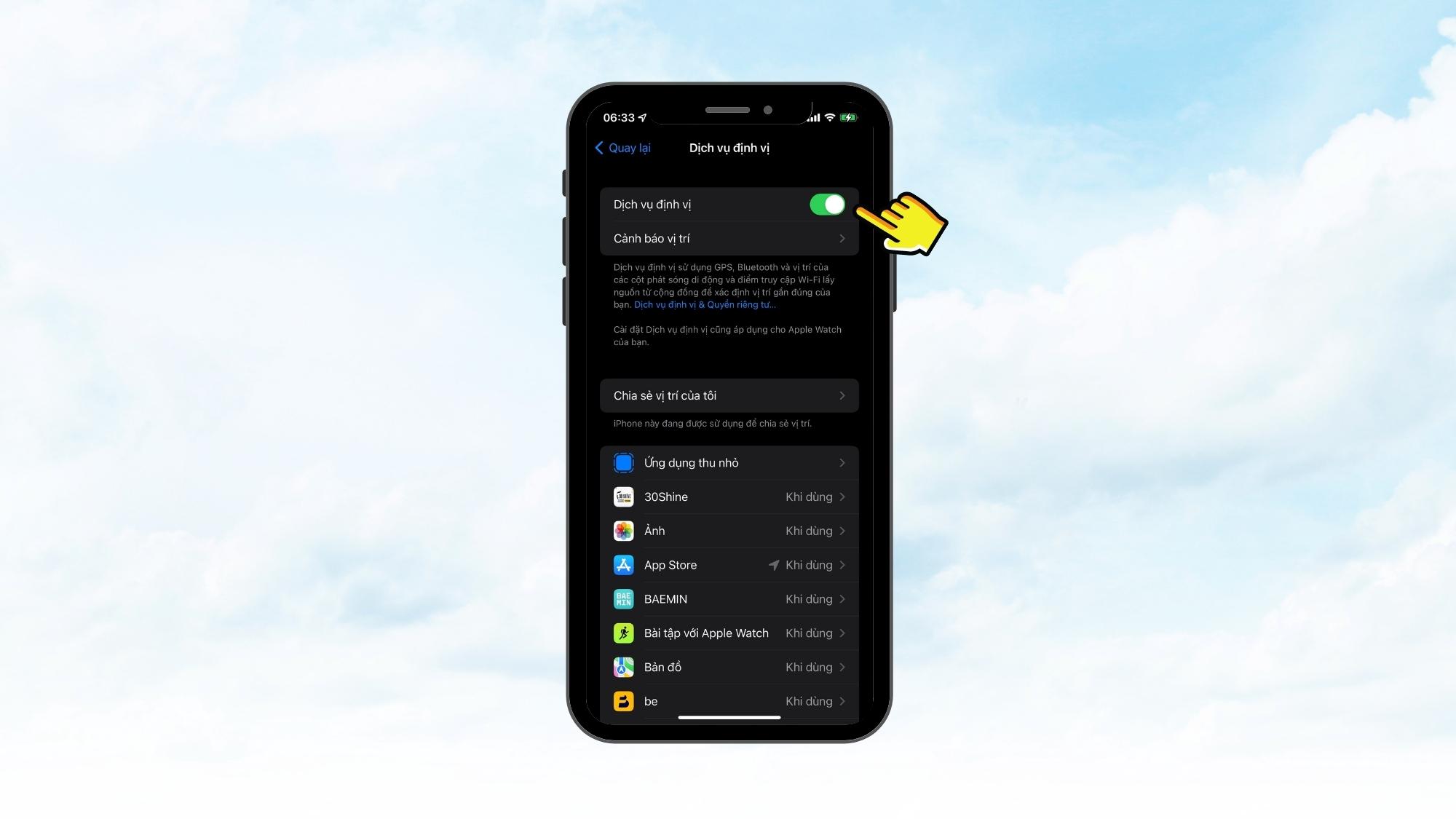 Tắt các tính năng chia sẻ vị trí trên iPhone, MacBook - Mẹo bảo mật iPhone - Bước 2