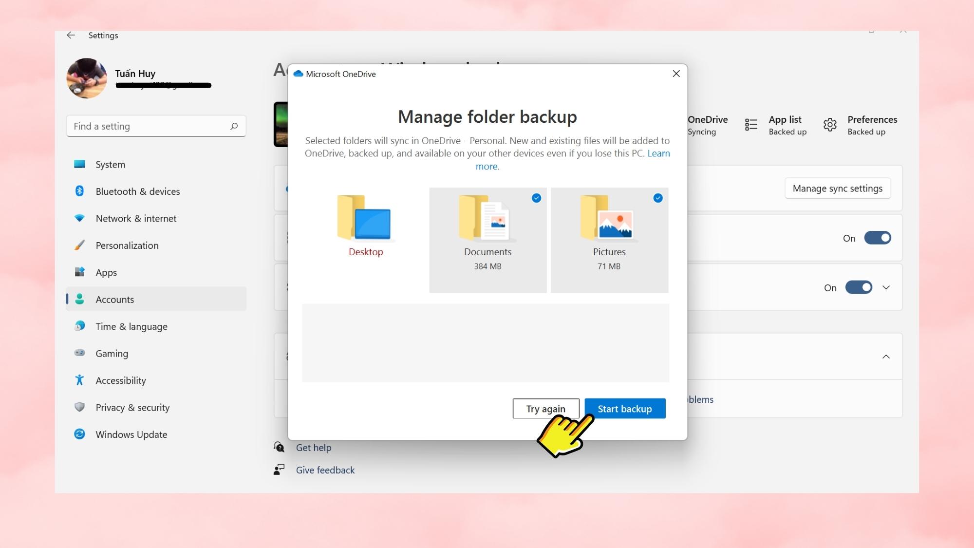 Hướng dẫn sao lưu dữ liệu trên OneDrive đơn giản, nhanh chóng - Bước 4