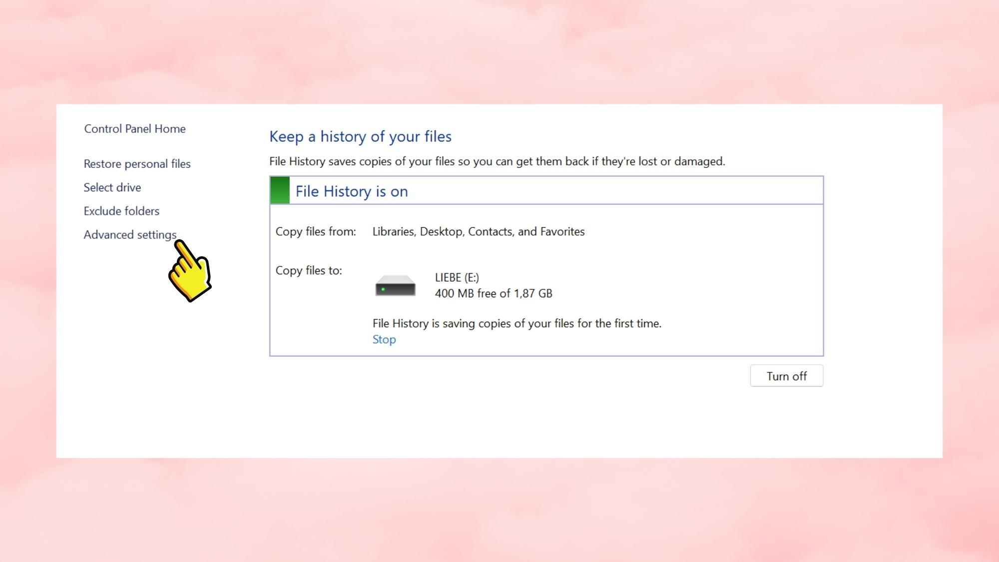 Cách sao lưu dữ liệu trong file File History của Windows - Bước 4
