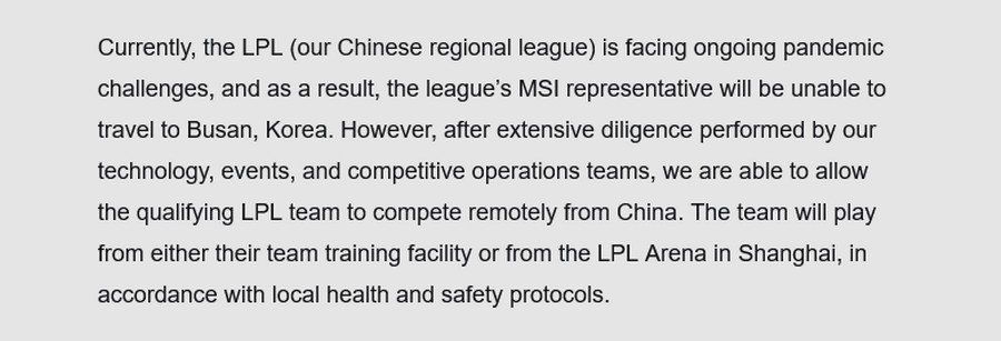 MSI 2022 cho phép LPL đánh online - fan LCK kêu trời vì thiếu công bằng