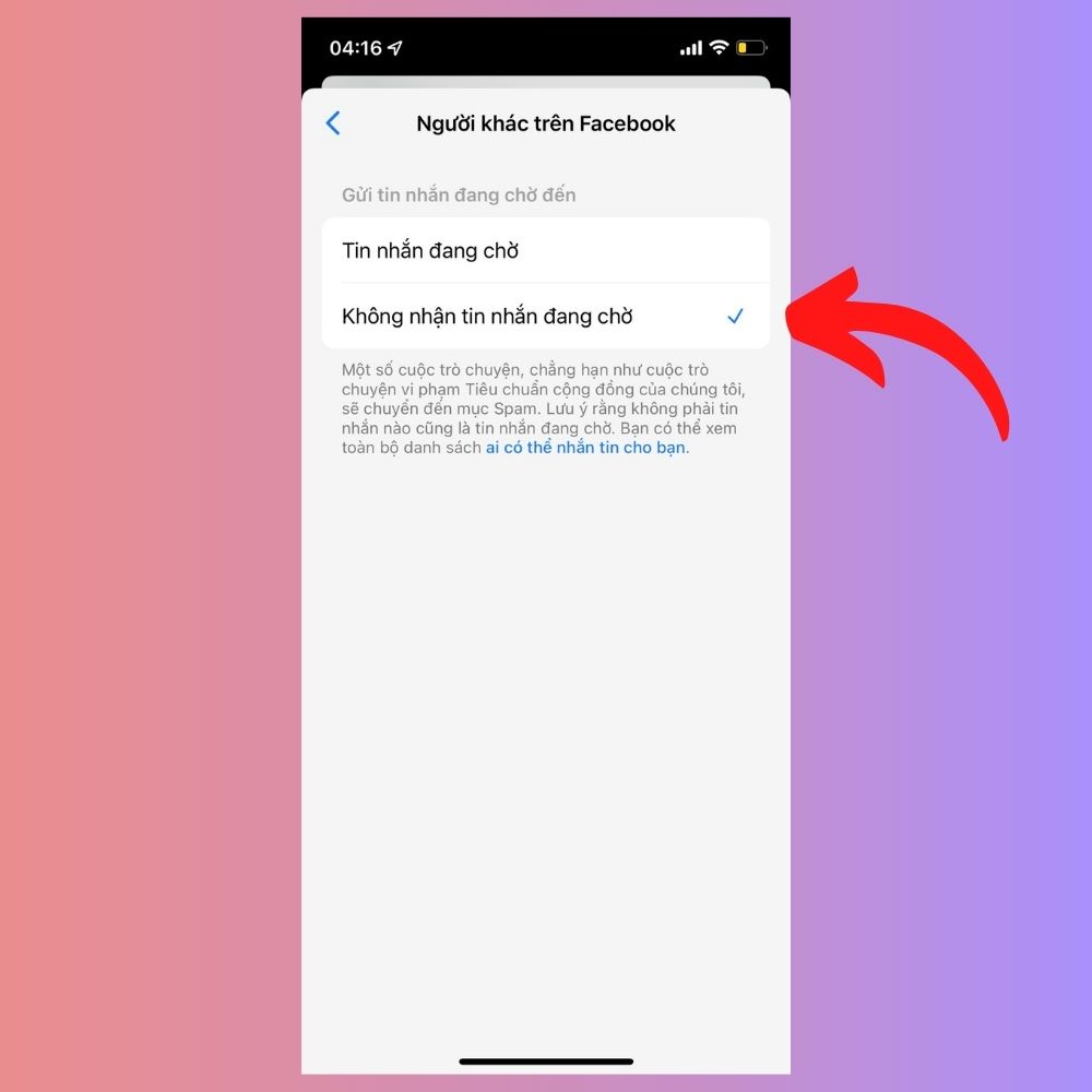 Cách từ chối nhận tin nhắn nhạy cảm trên Messenger