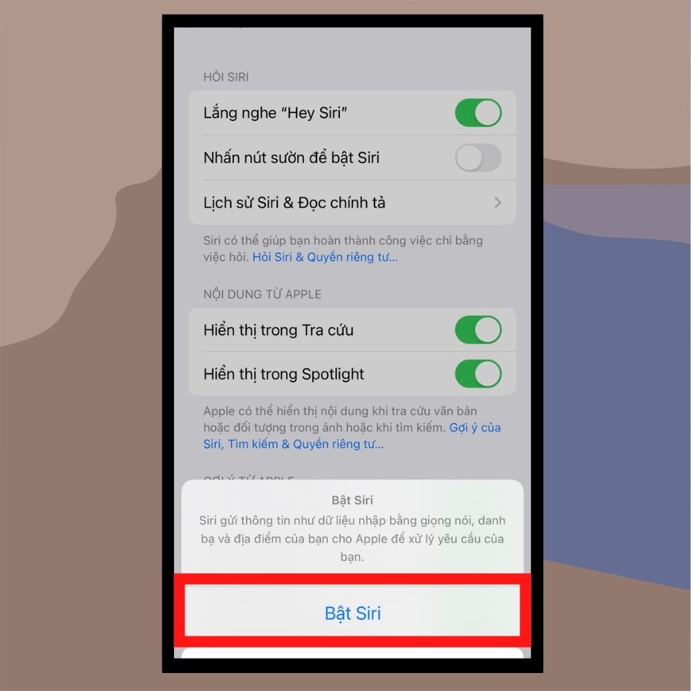 Hướng dẫn cách bật Siri bước 4