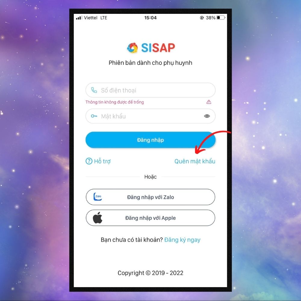 Cách lấy lại mật khẩu SISAP