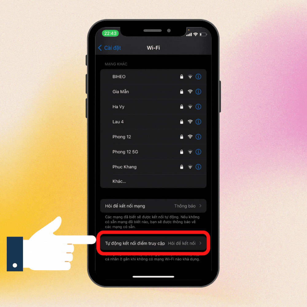 Kết nối WiFi tự động bước 3