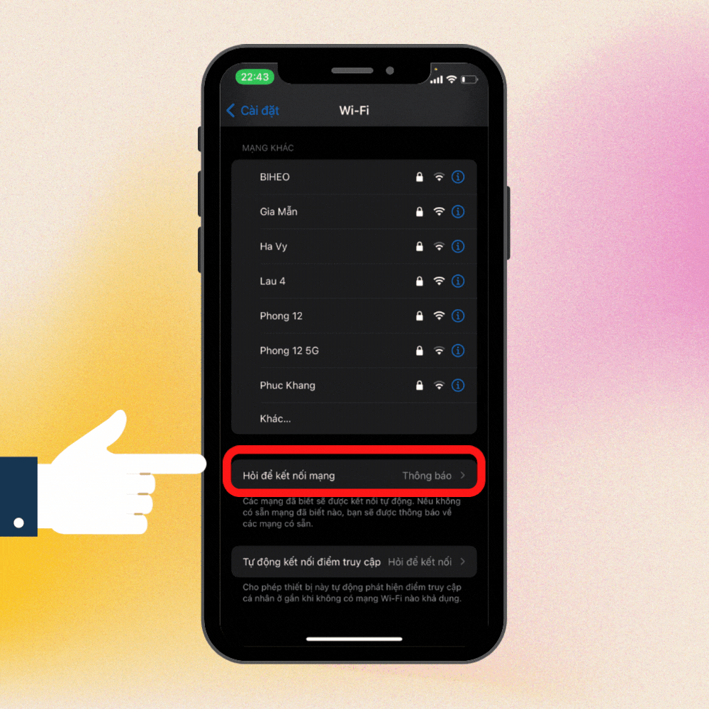 Kết nối WiFi tự động bước 2
