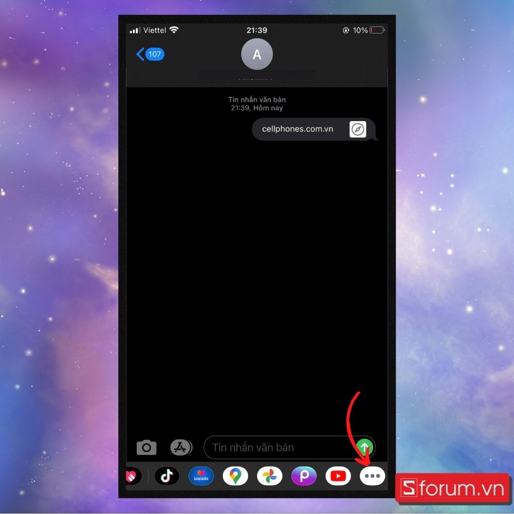 Đổi thứ tự các app trên iMessage - Bước 1 
