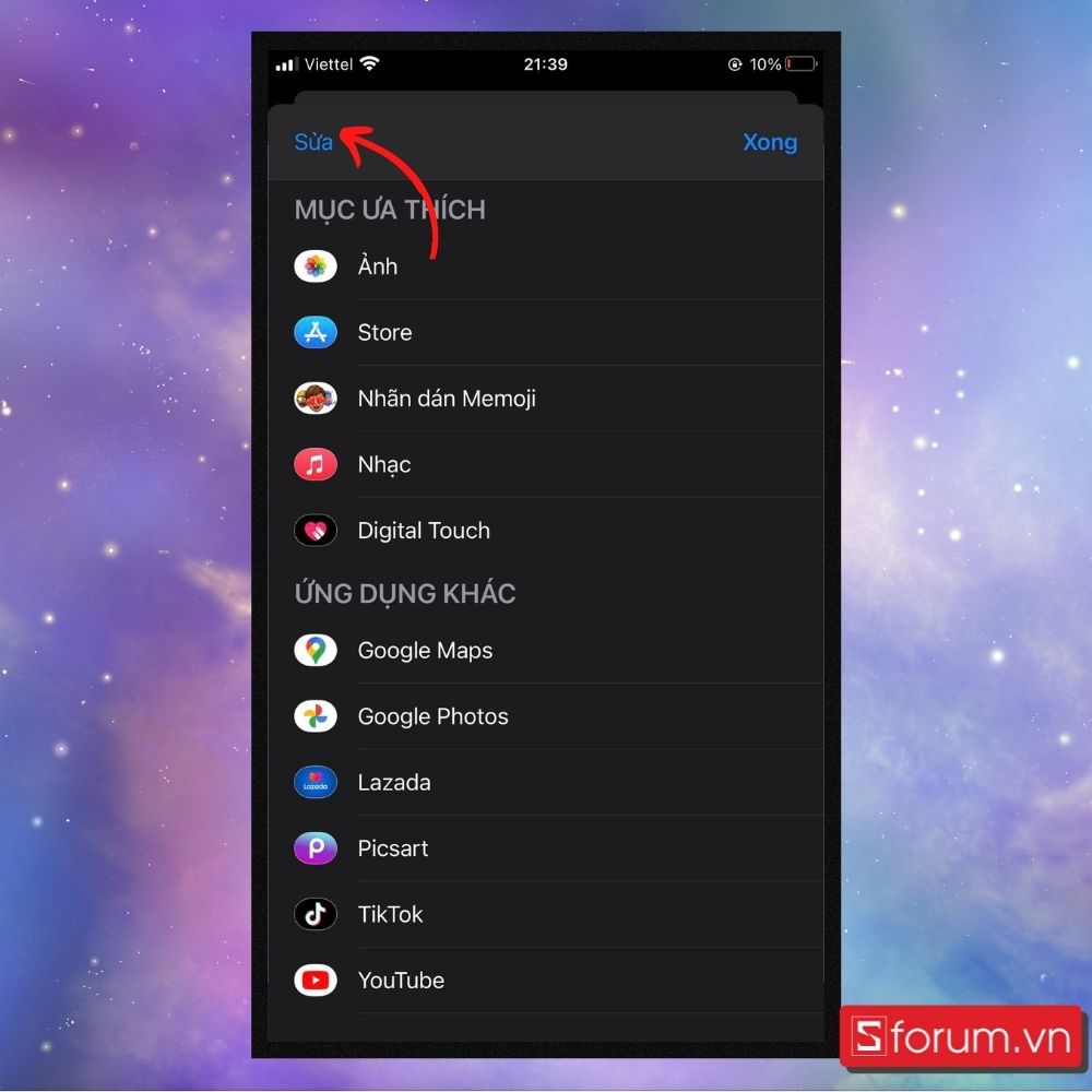 Đổi thứ tự các app trên iMessage - Bước 2